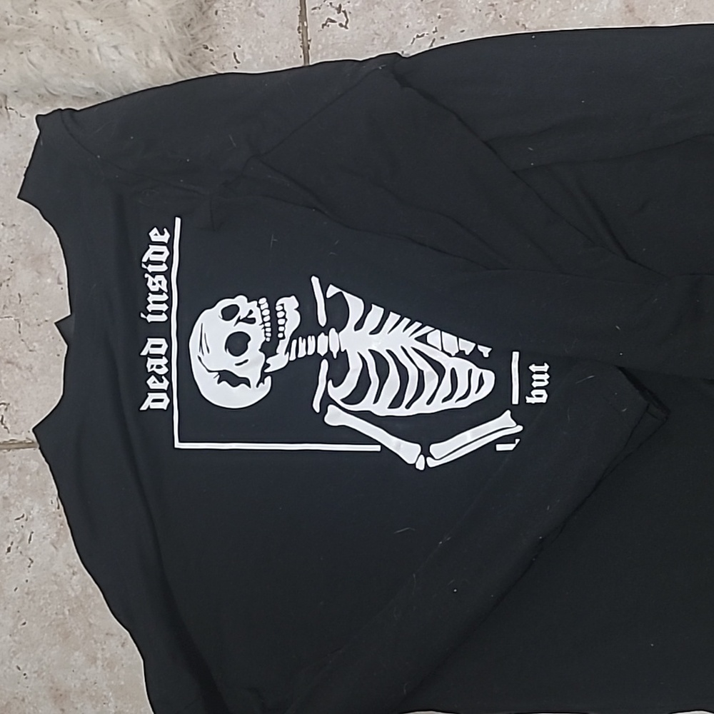 Long Sleeve Black Dead Inside but Caffeinated Shirt - Picture 2 of 3